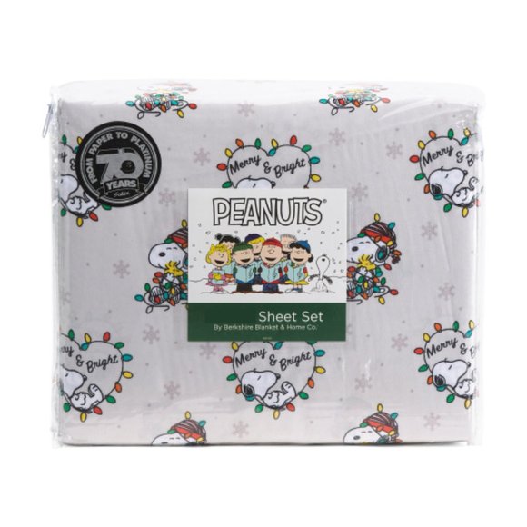 NWT TWIN Peanuts Snoopy Christmas Lights Sheet Set - Picture 2 of 2